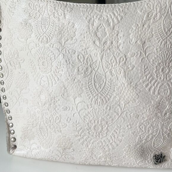 The Sak Crossbody bag Cream Soft Pebble Tooled Leather Purse Bohemian Neutral - Picture 6 of 15